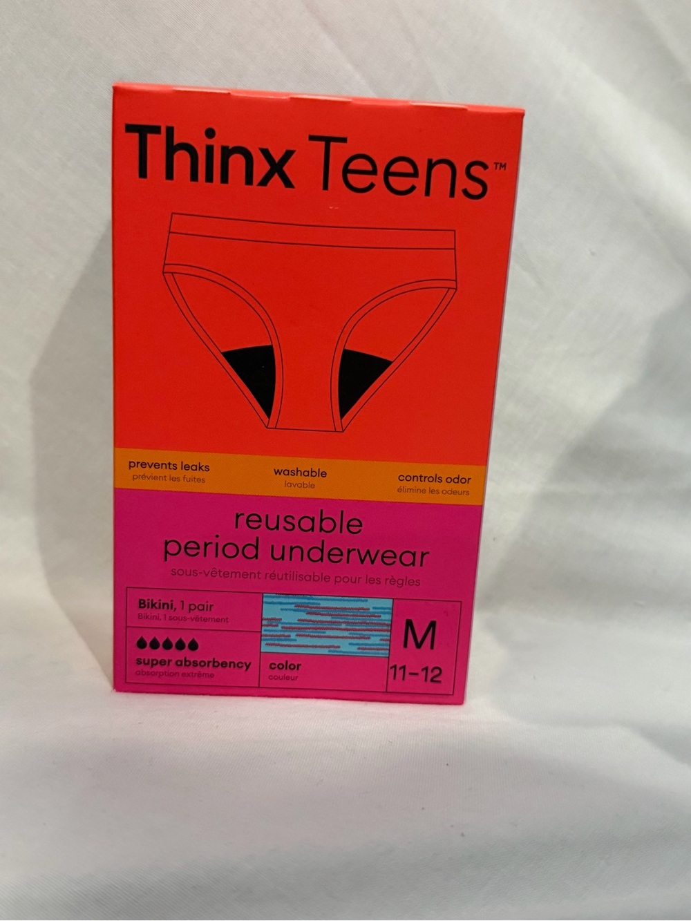 Thinx Teens Packaging — Bright Blue with Pink Trim - Picture 1 of 2